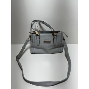 Catherine Malandrino Gray Purse Handbag Zippered Gold Trim Faux Leather Mob Wife